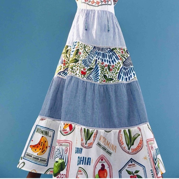 🌴 FARM Rio x Anthropologie Pineapple Beach Embroidered Maxi Dress 🍍 - Picture 6 of 14